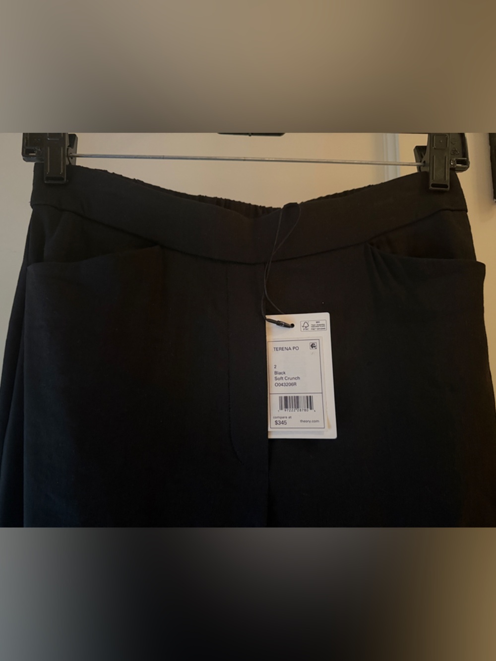 Theory Black Wide-Leg Trousers with Front Pockets